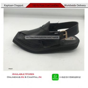 KAPTAAN CHAPPAL IN PURE BLACK COLOR FULL HANDMADE LOW PRICE