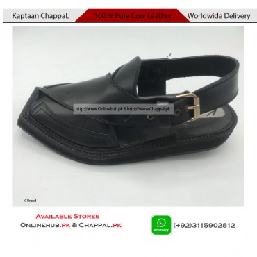 KAPTAAN CHAPPAL IN PURE BLACK COLOR FULL HANDMADE LOW PRICE