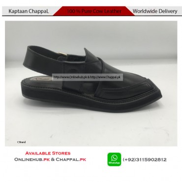 KAPTAAN CHAPPAL IN PURE BLACK COLOR FULL HANDMADE LOW PRICE