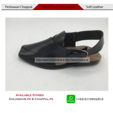 BLACK PESHAWARI CHAPPAL PURE LEATHER DESIGN HANDMADE