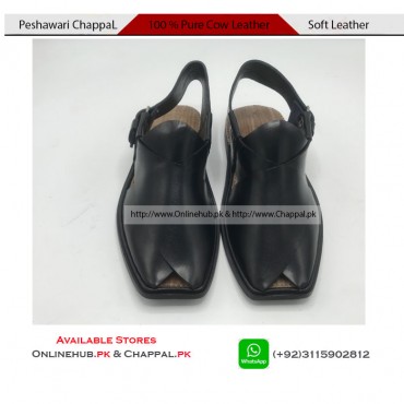 BLACK PESHAWARI CHAPPAL PURE LEATHER DESIGN HANDMADE