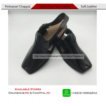 BLACK PESHAWARI CHAPPAL PURE LEATHER DESIGN HANDMADE